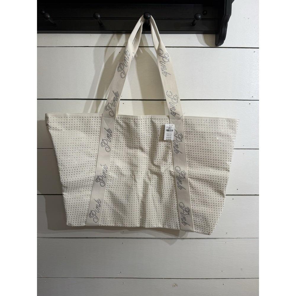 PINK x Victoria's Secret‎ Bling Sparkle Ivory Large Tote Bag, NWT